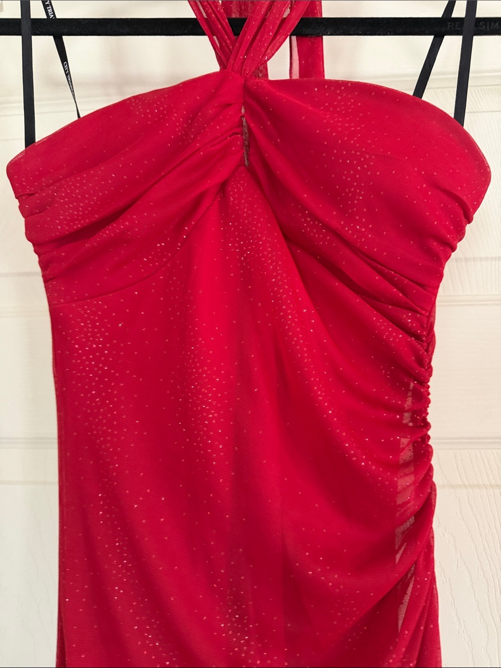 City Triangles VTG Y2K 90’s Shimmer Elegant Red Halter Evening Dress Size Small - Picture 2 of 10